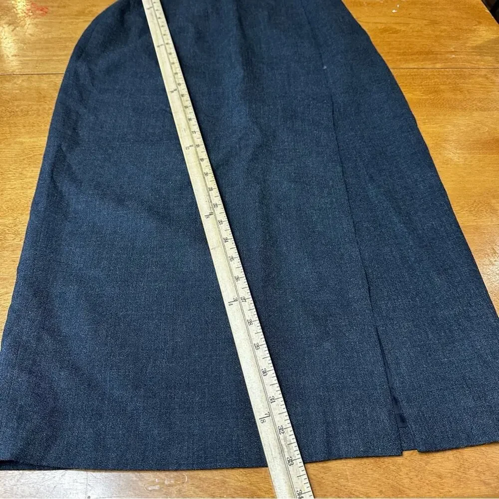 Vintage 90s Gianni Wool Pencil Skirt Gray Office Side Slit Lined Made in‎ USA 6
